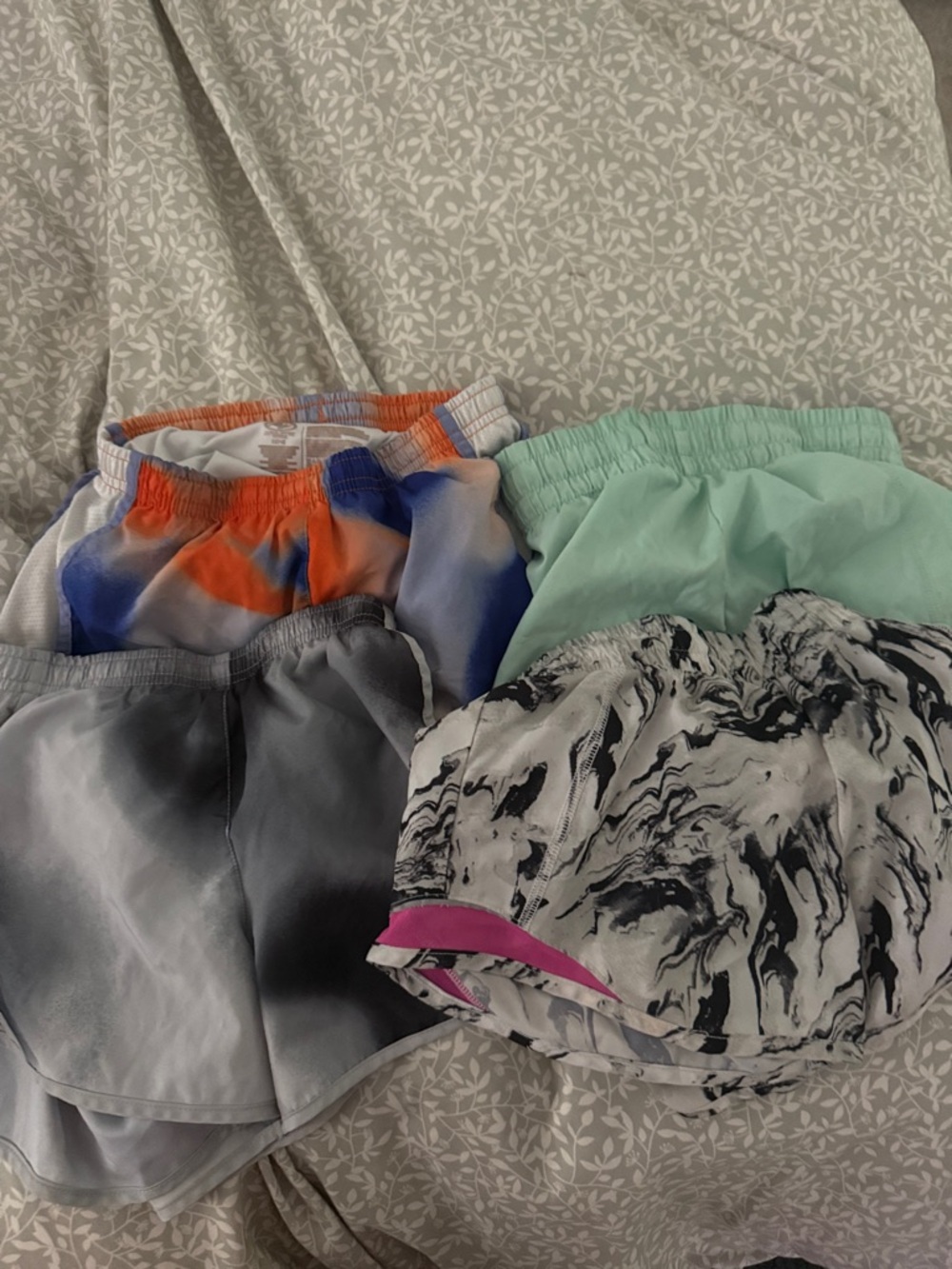 Lot of 4 girls Athletic Shorts - Mint, Marble, Gray & Tie-Dye Assortment